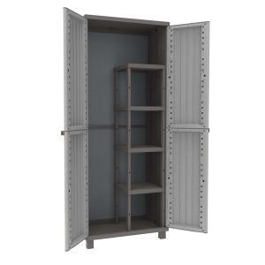 Armadio JWood 368 - 2 ante - 68 x 37,5 x 170 cm- PPL - effetto legno - grigio tortora - Terry - immagine 1