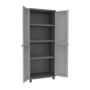 Armadio JWood 268 - 2 ante - 68 x 37,5 x 170 cm - PPL - effetto legno - grigio tortora - Terry - immagine 1