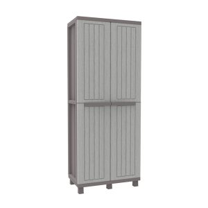 Armadio JWood 268 - 2 ante - 68 x 37,5 x 170 cm - PPL - effetto legno - grigio tortora - Terry - immagine 2
