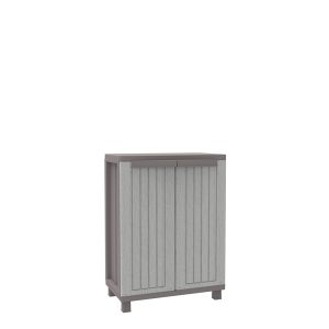 Armadietto JWood 68 - 2 ante - 68 x 37,5 x 91,5 cm - PPL - effetto legno - grigio tortora - Terry - immagine 2