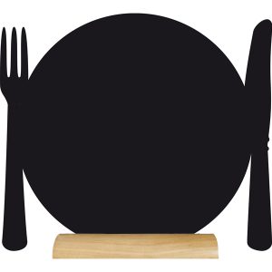 Mini lavagna segnaposto Silhouette - 13,5 x 9,3 cm - forma piatto - nero - Securit - set 3 pezzi - immagine 1