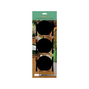 Mini lavagna segnaposto Silhouette - 13,5 x 9,3 cm - forma piatto - nero - Securit - set 3 pezzi - immagine 2