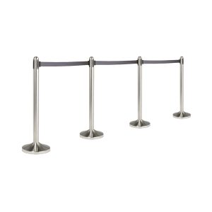 Colonnina segnapercorso cromata - altezza 100 cm - nastro retrattile grigio da 210 cm - Securit - immagine 2