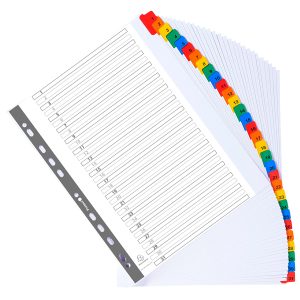 Separatore numerico 1/31 - cartoncino bianco 160 gr - tasti colorati - A4 maxi - Exacompta - immagine 1