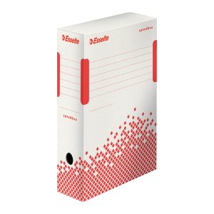 Scatola archivio Speedbox - dorso 10 cm - 35x25cm - bianco e rosso - Esselte - immagine 1