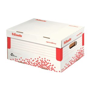 Scatola container Speedbox - Small - 25,2x35,5cm -  dorso 19,3 cm - bianco e rosso - Esselte - immagine 1