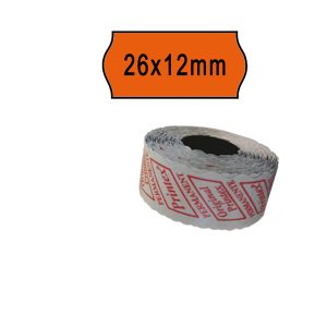 Rotolo da 1000 etichette a onda per Printex Smart 8/2612 - 26x12 mm - adesivo permanente - arancio - Printex - pack 10 rotoli - immagine 1