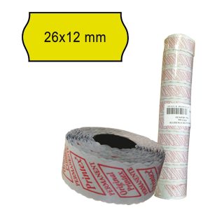Rotolo da 1000 etichette a onda per Printex Smart 8/2612 - 26x12 mm - adesivo permanente - giallo - Printex - pack 10 rotoli - immagine 1