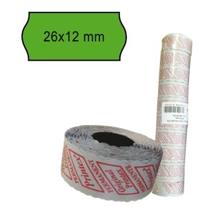 Rotolo da 1000 etichette a onda per Printex Smart 8/2612 - 26x12 mm - adesivo permanente - verde - Printex - pack 10 rotoli - immagine 1