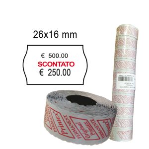 Rotolo da 1000 etichette a onda per Printex Smart 16/2616 - SCONTATO - 26x16 mm - adesivo permanente - bianco - Printex - pack 10 rotoli - immagine 1