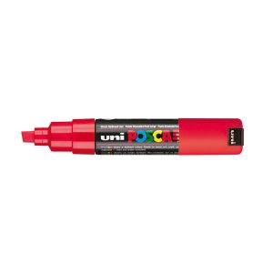 Marcatore a base d'acqua Uni Posca PC8K  - punta a scalpello 8,0mm - rosso - Uni Mitsubishi - immagine 1