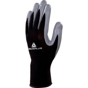 Guanti di precisione VE712GR - poliestere - palmo in nitrile - taglia 09 - nero/grigio - Deltaplus - immagine 1