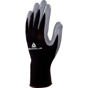 Guanti di precisione VE712GR - poliestere - palmo in nitrile - taglia 10 - grigio/nero - Deltaplus - immagine 1