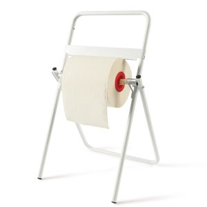 Porta bobina industriale - da terra - 40 x 44 x 80 cm - metallo verniciato - bianco - PerfettoFactory - immagine 1