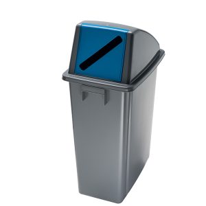 Contenitore Office - con feritoia per carta - 33x46x79 cm - 60 L - grigio/blu - Medial International - immagine 1
