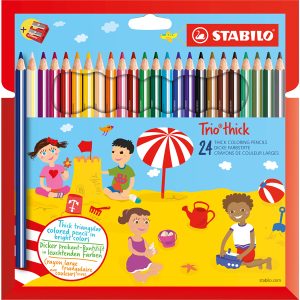 Pastello Trio Thick - diametro mina 4,2 mm - con temperino - colori assortiti - Stabilo - astuccio 24 pezzi - immagine 1