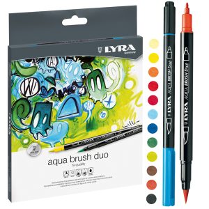 Pennarelli Aqua Brush Duo - punte 2,00 - 4,00 mm - Lyra - astuccio 12 pezzi - immagine 1