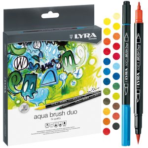 Pennarelli Aqua Brush Duo - punte 2,00 - 4,00 mm - Lyra - astuccio 24 pezzi - immagine 1