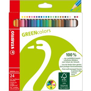 Pastelli colorati Green Colours - diametro mina 2,5 mm - colori assortiti - Stabilo - astuccio 24 pezzi - immagine 1