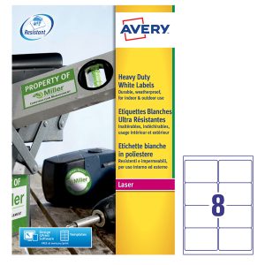 Etichette adesive L4715 - in poliestere - laser - permanenti - 99,1 x 67,7 mm - 8 et/fg - 20 fogli - bianco - Avery - immagine 1