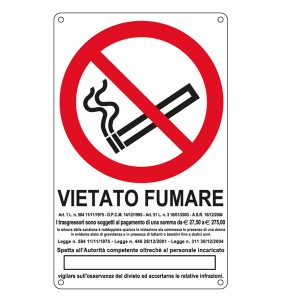 Cartello segnalatore - 27x43 cm - VIETATO FUMARE - alluminio - Cartelli Segnalatori - immagine 1