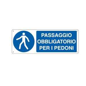 Cartello segnalatore - 35x12,5 cm -PASSAGGIO OBBLIGATORIO PER I PEDONI - alluminio - Cartelli Segnalatori - immagine 1
