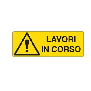 Cartello segnalatore -  35x12,5 cm - LAVORI IN CORSO - alluminio - Cartelli Segnalatori - immagine 1