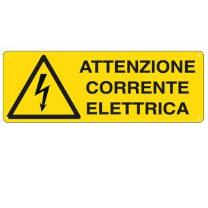 Cartello segnalatore -  35x12,5 cm ATTENZIONE CORRENTE ELETTRICA - alluminio - Cartelli Segnalatori - immagine 1