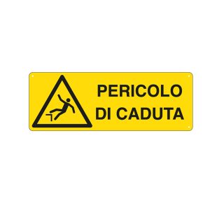 Cartello segnalatore - 35x12,5 cm - PERICOLO DI CADUTA - alluminio - Cartelli Segnalatori - immagine 1