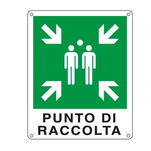 Cartello segnalatore -  25x31 cm - PUNTO DI RACCOLTA - alluminio - Cartelli Segnalatori - immagine 1