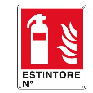 Cartello segnalatore -  25x31 cm - ESTINTORE N° - alluminio - Cartelli Segnalatori - immagine 1