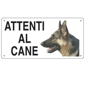 Cartello segnalatore - 25x12,5 cm - ATTENTI AL CANE - alluminio - Cartelli Segnalatori - immagine 1