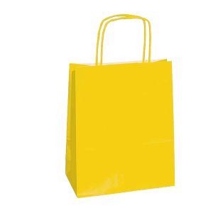 Shopper Twisted - maniglie cordino - 18 x 8 x 24 cm - carta kraft - giallo - Mainetti Bags - conf. 25 pezzi - immagine 1
