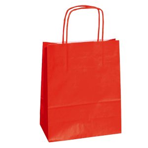 Shopper Twisted - maniglie cordino - 18 x 8 x 24 cm - carta kraft - rosso - Mainetti Bags - conf. 25 pezzi - immagine 1