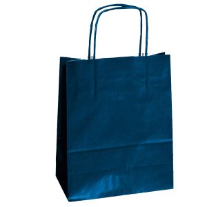 Shopper Twisted - maniglie cordino - 18 x 8 x 24 cm - carta kraft - blu - Mainetti Bags - conf. 25 pezzi - immagine 1