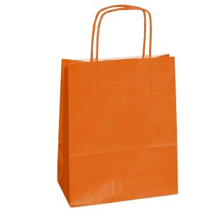 Shopper Twisted - maniglie cordino - 18 x 8 x 24 cm - carta kraft - arancio - Mainetti Bags - conf. 25 pezzi - immagine 1