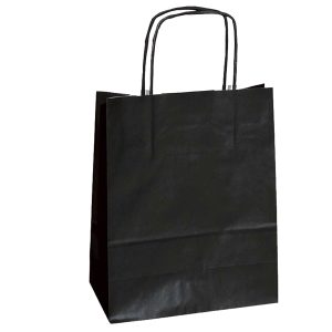 Shopper Twisted - maniglie cordino - 18 x 8 x 24 cm - carta kraft - nero - Mainetti Bags - conf. 25 pezzi - immagine 1
