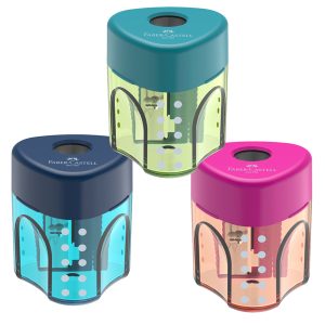 Temperamatite con contenitore - 1 foro - triangolare - con serbatoio - Faber Castell - immagine 1