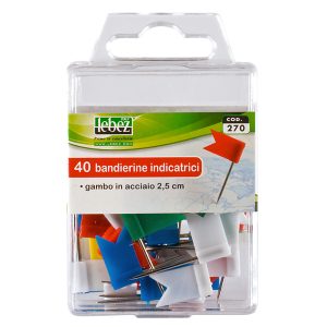 Spilli a bandierina - colori assortiti - Lebez - scatola 40 pezzi - immagine 1