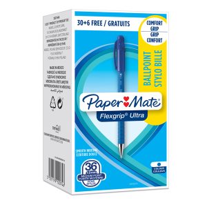 Penna a sfera a scatto Flexgrip Ultra  - punta 1,0mm - blu  - Papermate - conf. 30+6 pezzi - immagine 1