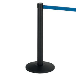 Colonnina segnapercorso Alfa nera - altezza 95 cm - nastro retrattile blu da 200 cm - Medial International - immagine 1