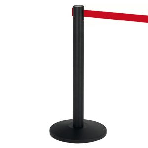 Colonnina segnapercorso Alfa nera - altezza 95 cm - nastro retrattile rosso da 200 cm - Medial International - immagine 1