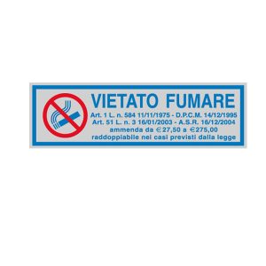 Targhetta adesiva - VIETATO FUMARE (con normativa) - 16,5 x 5 cm - Cartelli Segnalatori - immagine 1