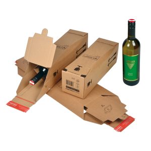 Scatola CP 181 - modulo base per 1 bottiglia - 7,4 x 7,4 x 30,5 cm - cartone - avana - ColomPac - immagine 1