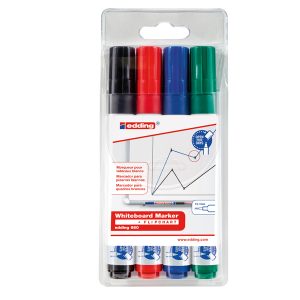 Marcatore 660 per lavagne bianche - punta conica 1,50 - 3,00 mm - Edding - astuccio 4 pezzi - immagine 1