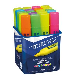 Evidenziatore Tratto Video - punta a scalpello - tratto 1,00 - 5,00 mm - colori assortiti  - Tratto - barattolo 20 pezzi - immagine 1