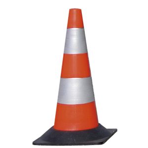 Cono segnaletico - rifrangente - H 50 cm - bianco/rosso - immagine 1