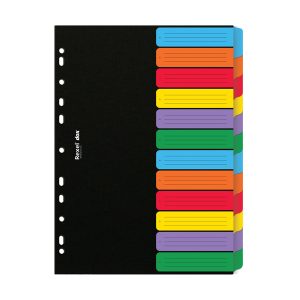 Separatore Dox - 12 tasti neutri colorati - cartoncino 240 gr - A4 - multicolore - Esselte Dox - immagine 1