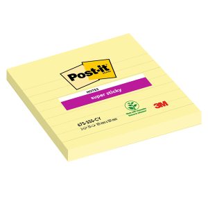 Blocco foglietti Super Sticky - 675-SS3CY-EU - a righe - 101 x 101 mm - giallo Canary™ - 70 fogli - Post-it® - immagine 1