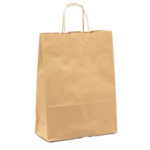 Shopper - maniglie cordino - 18 x 8 x 24 cm - carta biokraft - avana - Mainetti Bags - conf. 25 pezzi - immagine 1